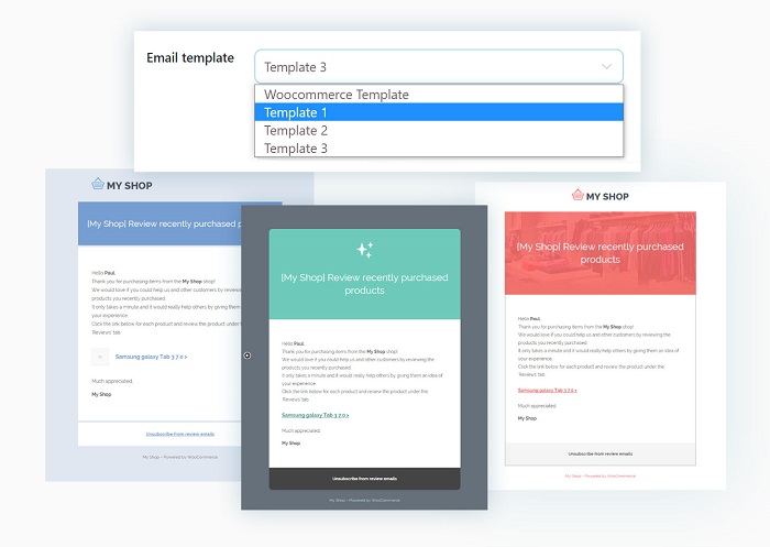 Choose among three professional email templates 