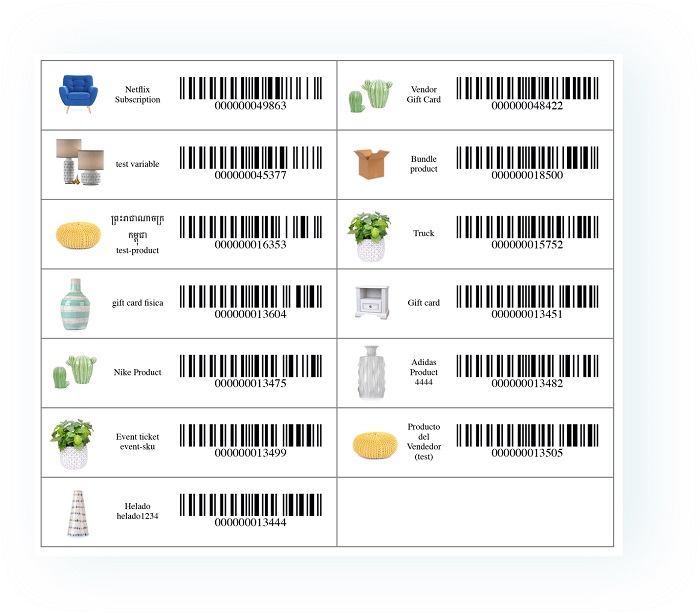 Get a printable list of barcodes 