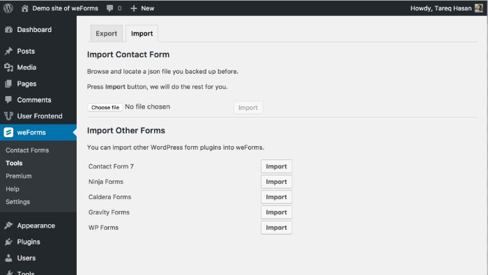Import forms, also import forms from many other forms plugins
