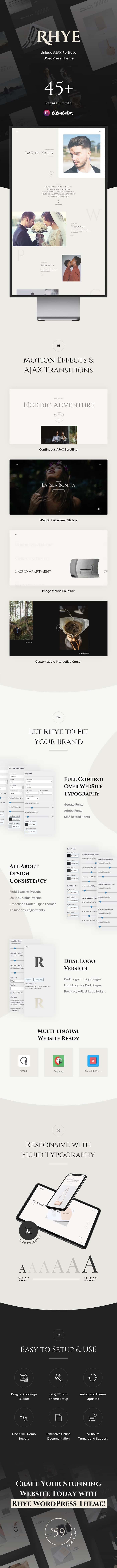rhye unique ajax portfolio wordpress theme