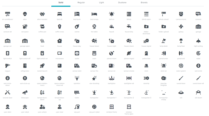 377 icons Font Awesome Pro