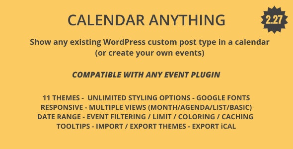 Codecanyon – Calendar Anything | Show any existing WordPress custom post type in a calendar v2.26