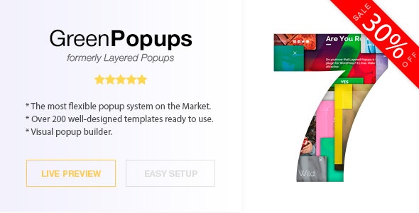 Codecanyon – Popup Plugin for WordPress – Green Popups (formerly Layered Popups) v7.29