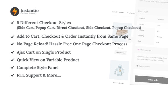 Codecanyon WooCommerce Quick Checkout by Instantio Side Cart Popup Cart and Direct Checkout v2.3.0