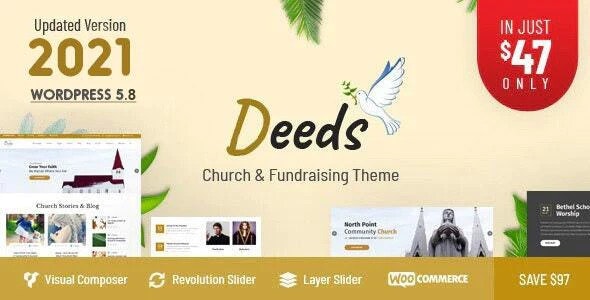 Deeds Best Responsive Nonprofit Church WordPress Theme v8.4 Nulled