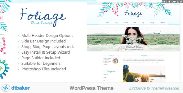 Foliage Watercolor Creative WordPress Theme v1.0.11