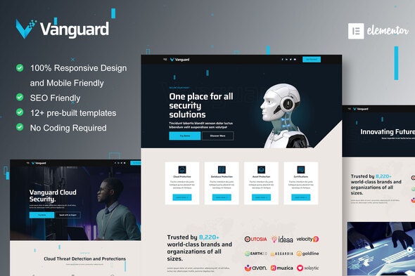 Vanguard – Cyber Security Service Elementor Template Kit