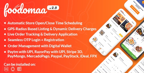 Codecanyon – Foodomaa – Multi-restaurant Food Ordering, Restaurant Management and Delivery Application v2.9.1
