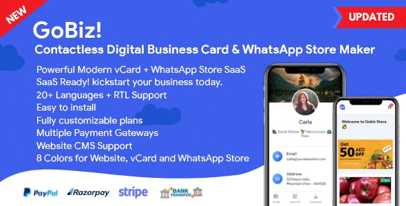 Codecanyon GoBiz Digital Business Card WhatsApp Store Maker v4.0.3 1