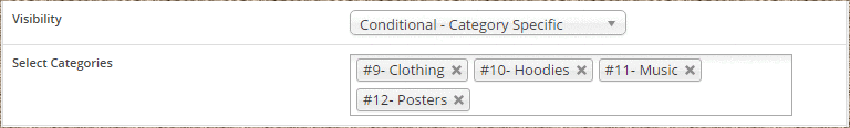 Specific categories have display conditions
