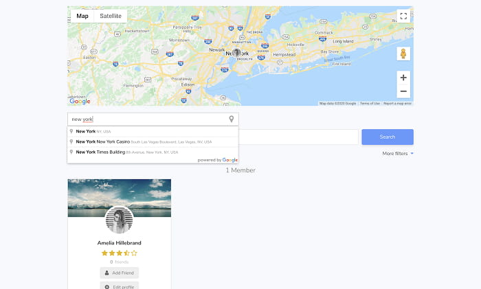 user locations search field
