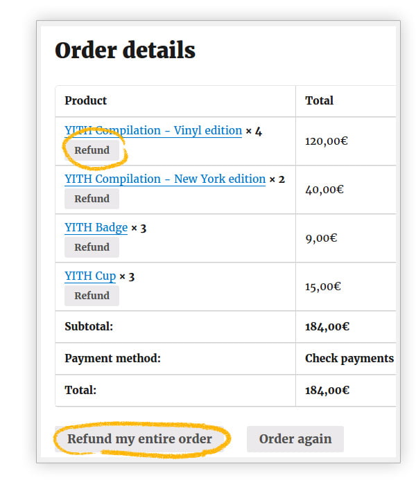 yith advanced refund system for woocommerce