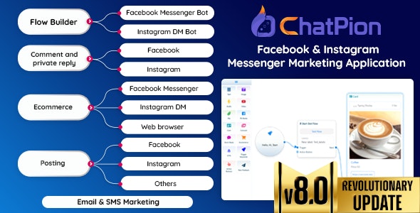 ChatPion v8.0 - Facebook & Instagram Chatbot,eCommerce,SMS/Email & Social Media Marketing Platform (SaaS) - nulled